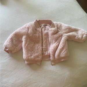 Faux fur pink baby jacket
